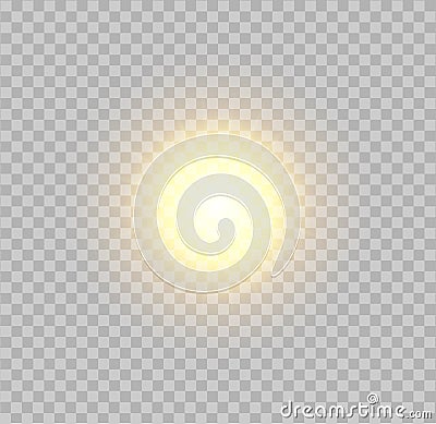 Vector realistic sun on transparent background. luminous object Vector Illustration